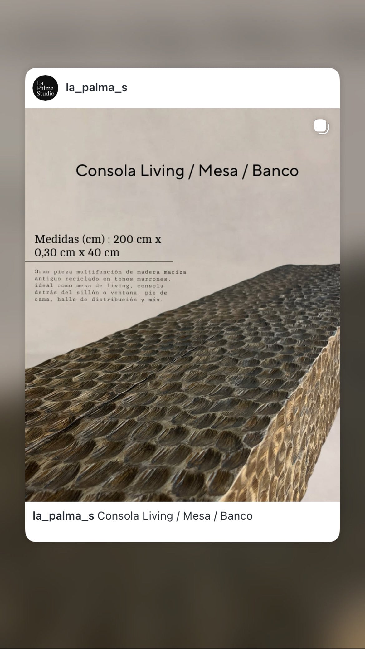 Consola Living / Mesa / Banco